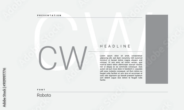 Fototapeta Business Alphabet presentation template monogram black and white grayscale letters minimalistic layout