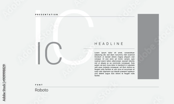 Fototapeta Business Alphabet presentation template monogram black and white grayscale letters minimalistic layout