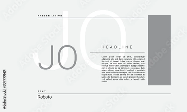 Fototapeta Business Alphabet presentation template monogram black and white grayscale letters minimalistic layout