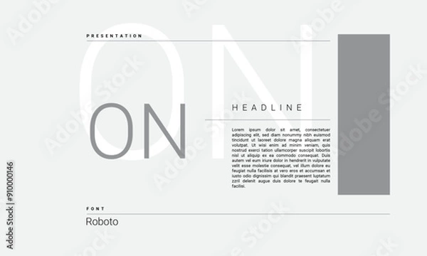 Fototapeta Business Alphabet presentation template monogram black and white grayscale letters minimalistic layout