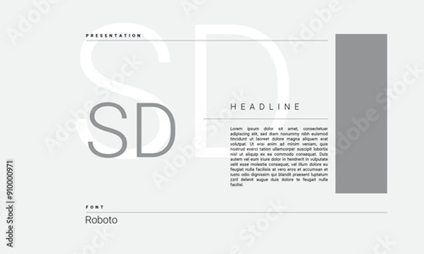 Fototapeta Business Alphabet presentation template monogram black and white grayscale letters minimalistic layout