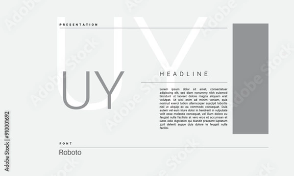 Fototapeta Business Alphabet presentation template monogram black and white grayscale letters minimalistic layout