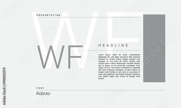 Fototapeta Business Alphabet presentation template monogram black and white grayscale letters minimalistic layout