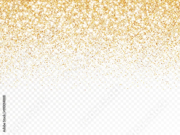 Obraz Golden glitter lights isolated. Sparkling glittering rain effect. Luxury backdrop for Christmas, wedding, birthday party. Metallic frame, border. Transparent background can be removed in vector file.
