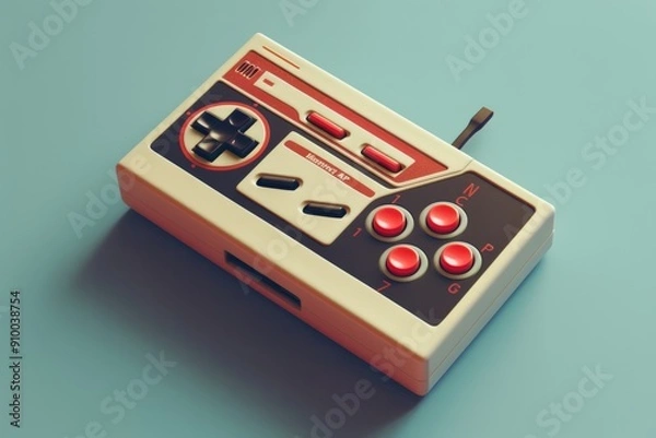 Fototapeta A classic retro-style game controller with red buttons