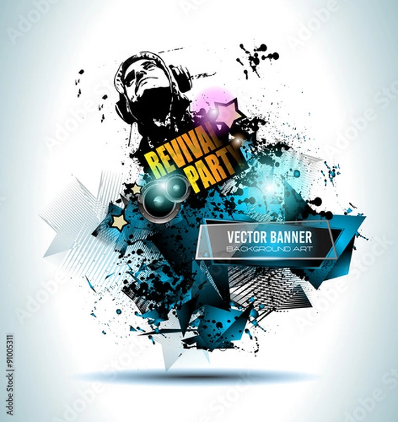 Fototapeta Club Disco Flyer Set with Music Elements and space for text