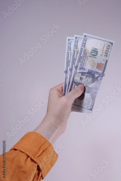 Obraz Hand with dollars minimalism concept