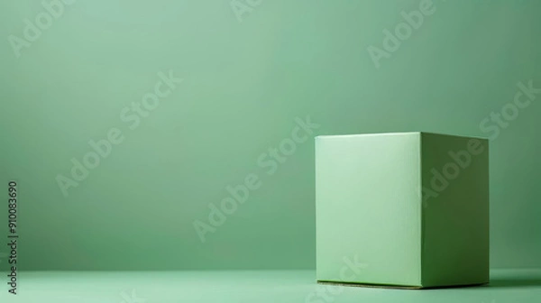 Fototapeta Open green box on green background with copy space.