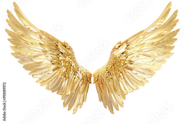 Obraz Gold angel wings isolated on a transparent background