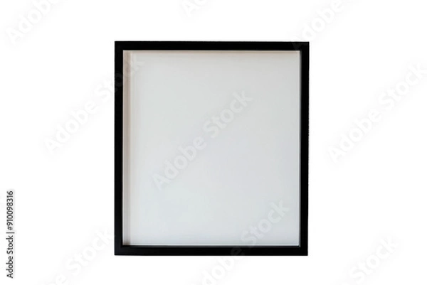 Fototapeta Simple black photo frame with thin border isolated on white. PNG image