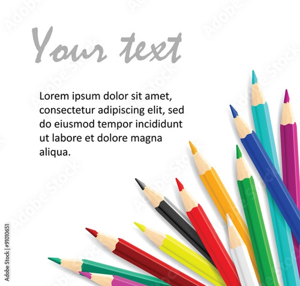Obraz Concept idea with colorful vector pencils as corner frame