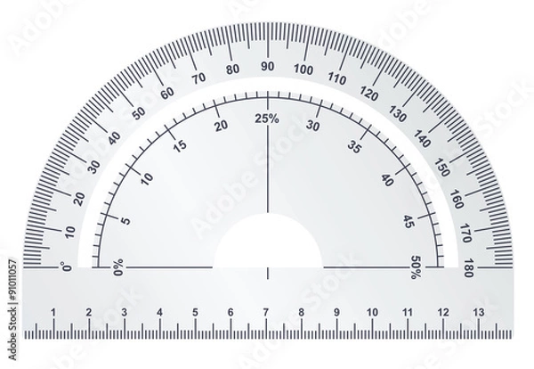 Obraz Silver protractor on white background