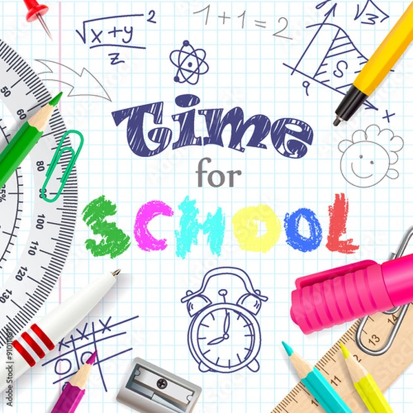 Obraz Time for school creative background