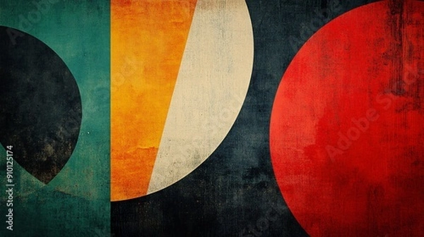Fototapeta Vintage color fades with grainy textures and bold, simple shapes