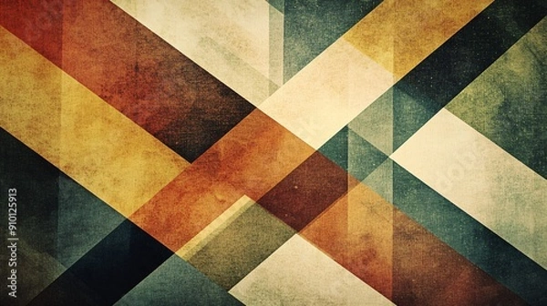 Fototapeta Grainy color transitions with overlapping geometric shapes in vintage tones