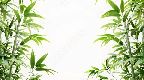 Obraz Bamboo Planters, border, background wallpaper, blank in the middle, minimalism, negative space, used for postcard template