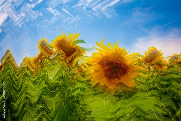 Obraz sunflower field and blue sky