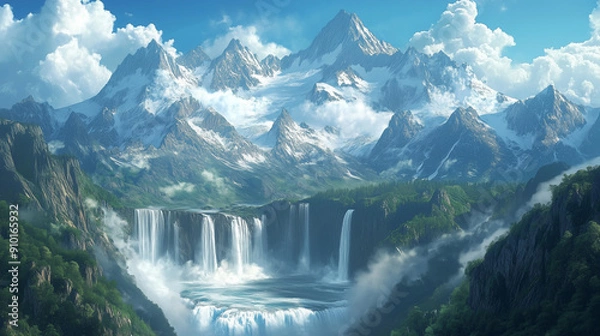 Obraz waterfall in the mountains