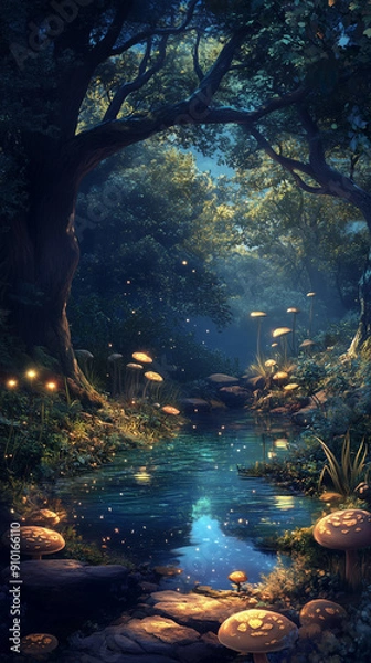 Obraz fantasy mushroom forest background