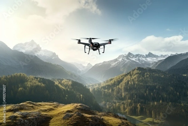 Obraz Drones fly over stunning landscapes