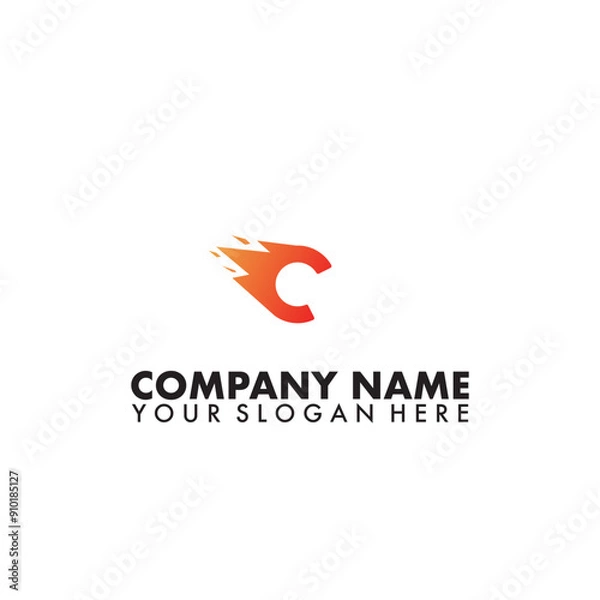 Fototapeta Comet meteor and letter C logo vector