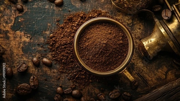 Fototapeta A day of fortune-telling on coffee grounds. coffee grounds