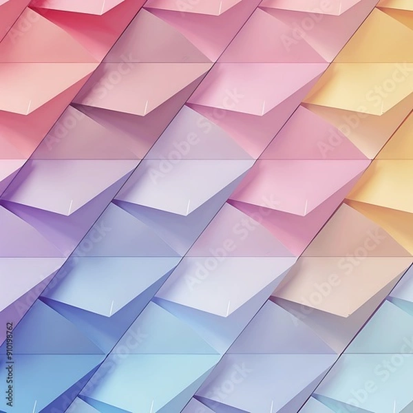 Fototapeta A series of paper triangles in a light-to-dark gradient, forming a festive pattern..