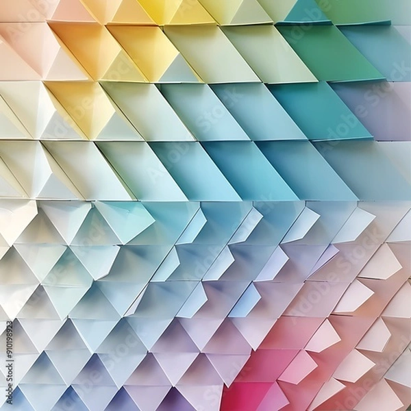 Fototapeta A seamless gradient of delicate paper triangles, ideal for festive decorations..