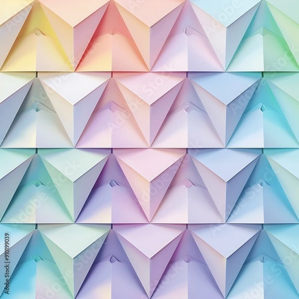Fototapeta A gradient design of paper triangles from light to dark for celebration decor..