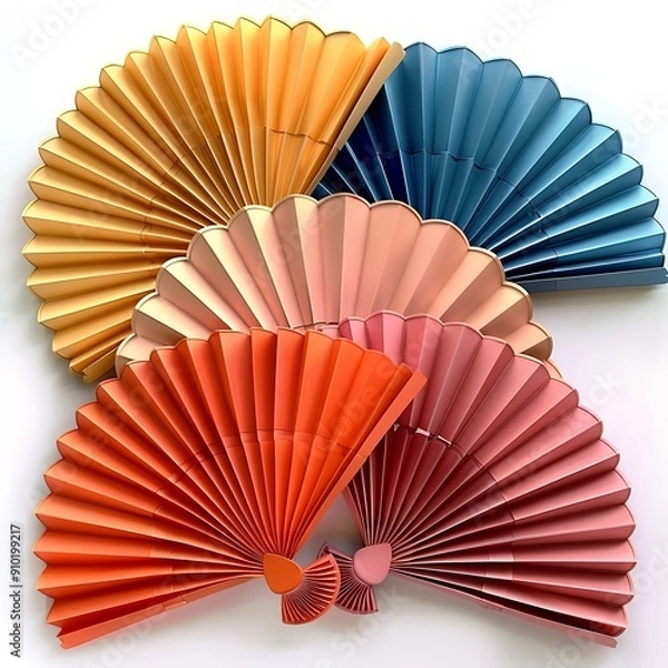 Fototapeta Spring-colored paper leaves arranged in a wreath pattern for holiday decorations..