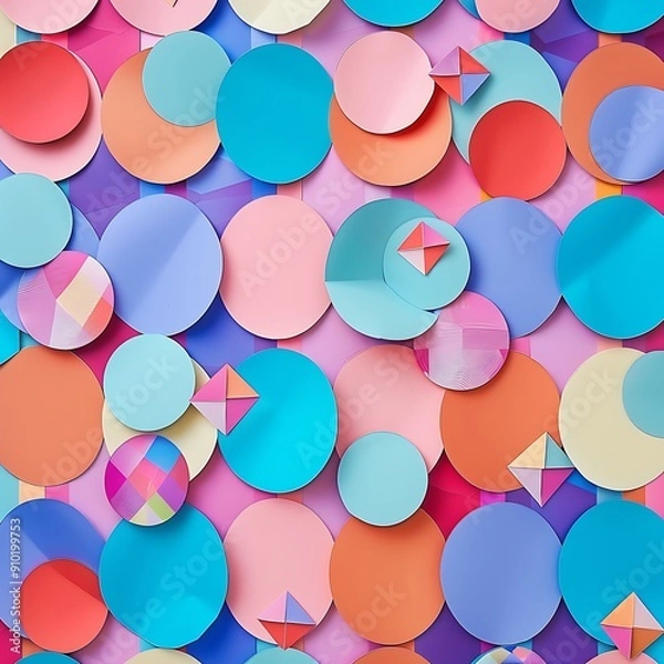 Fototapeta A bold checkerboard design with delicate paper circles and diamonds for celebration settings..