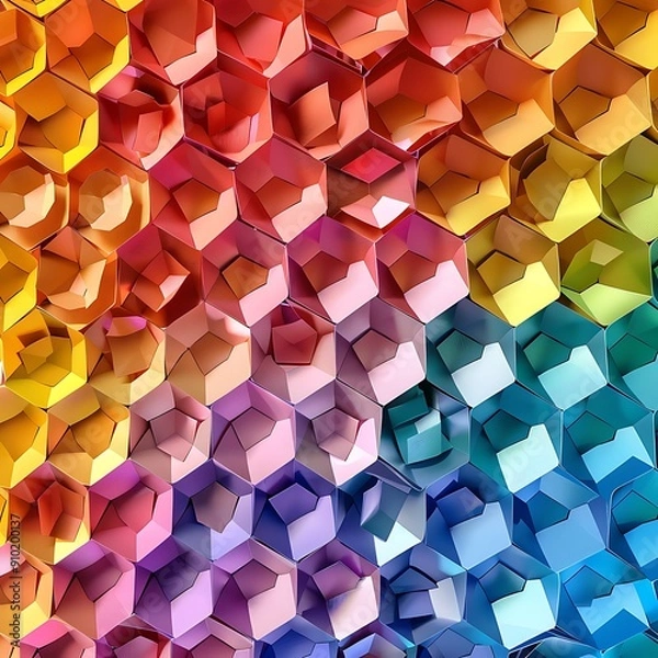 Fototapeta A vibrant honeycomb pattern of delicate paper hexagons for festive decorations..