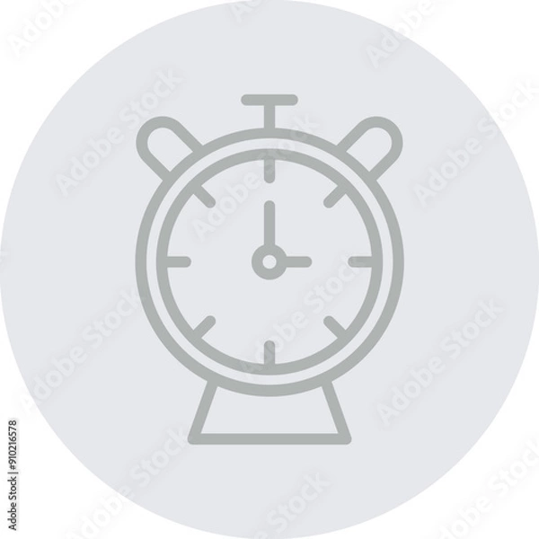 Fototapeta Clock with checkmark Vector Line Grey Circle Grey