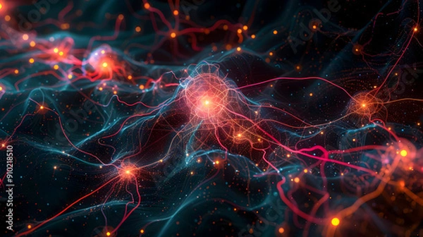 Fototapeta Abstract 3D Digital Network Illustration