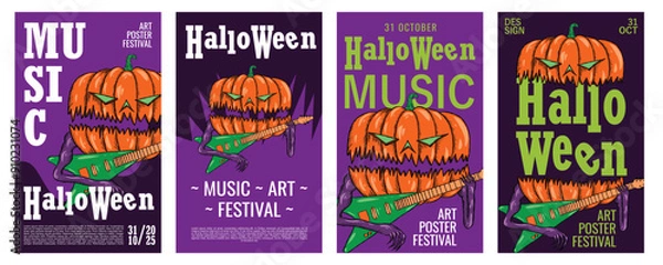 Obraz Halloween Art and Music Festival Poster and Cover Template for Event, Magazine, and Web Banner.
