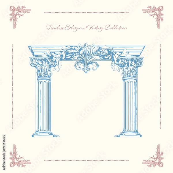Obraz Antique decorative frame with exquisite classic frames, curls. Vector vintage illustration