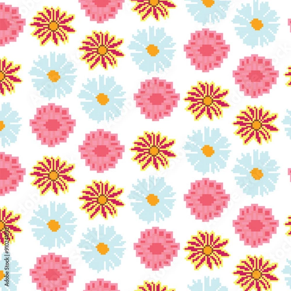 Obraz seamless pixel pattern with flowers