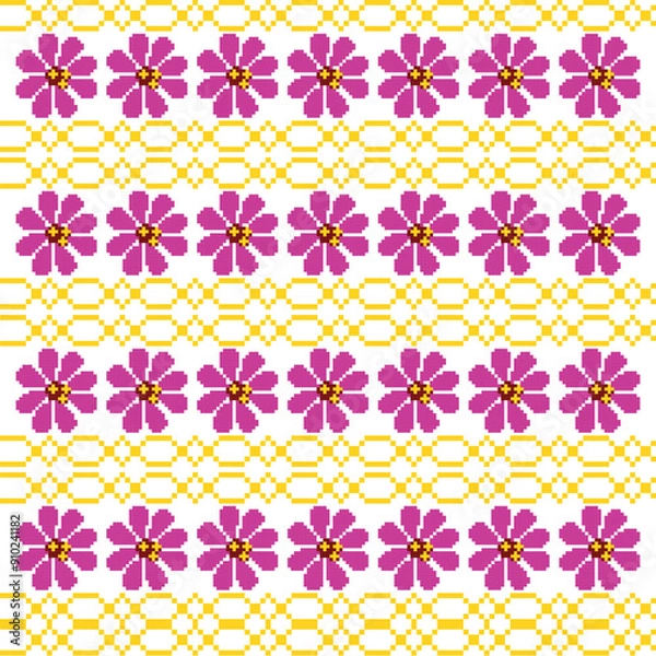 Obraz Pixel floral pattern