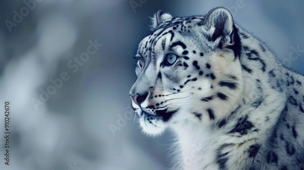 Fototapeta snow leopard. International Snow Leopard Day. a wild animal in the wild.