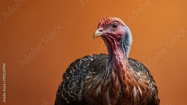 Obraz portrait of a turkey on orange background
