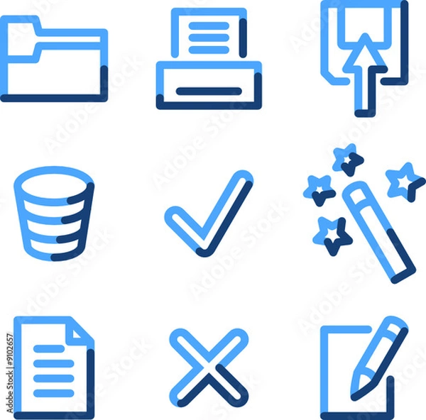Obraz Document 2 icons, blue contour series