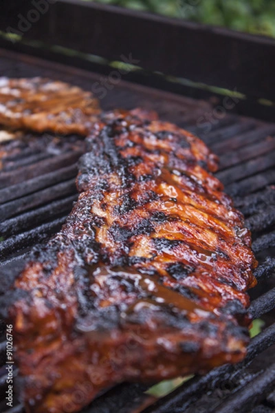 Obraz Grilling pork loin ribs