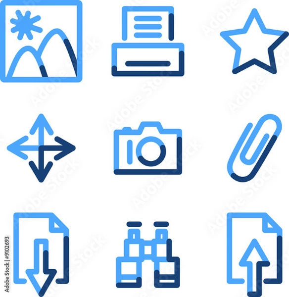 Obraz Image library icons, blue contour series