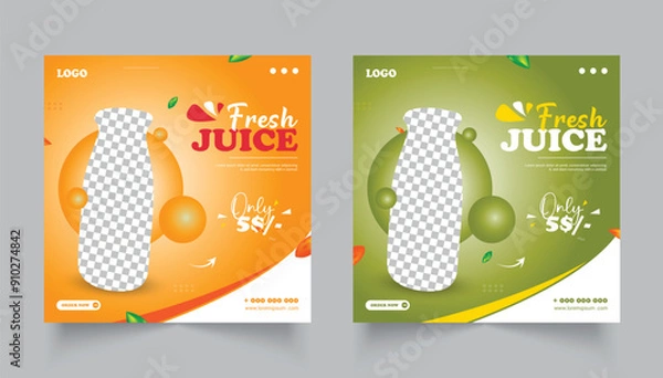 Fototapeta Food Social Media Post design. juice Menu design. set of food social media post or web banner template design.	