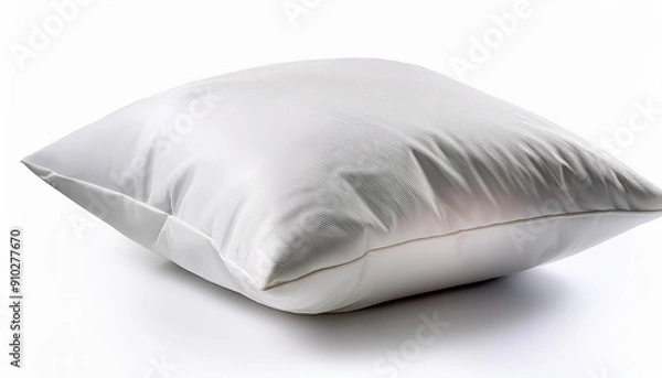 Fototapeta One new soft white pillow isolated on white