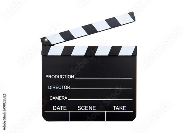 Fototapeta Clapperboard isolated on white background