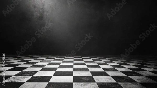 Obraz Checkerboard Floor with Dramatic Lighting