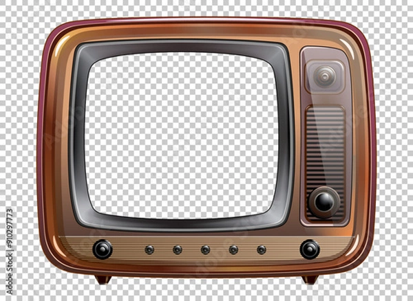Obraz Vector retro television mock up isolate on transparent grid