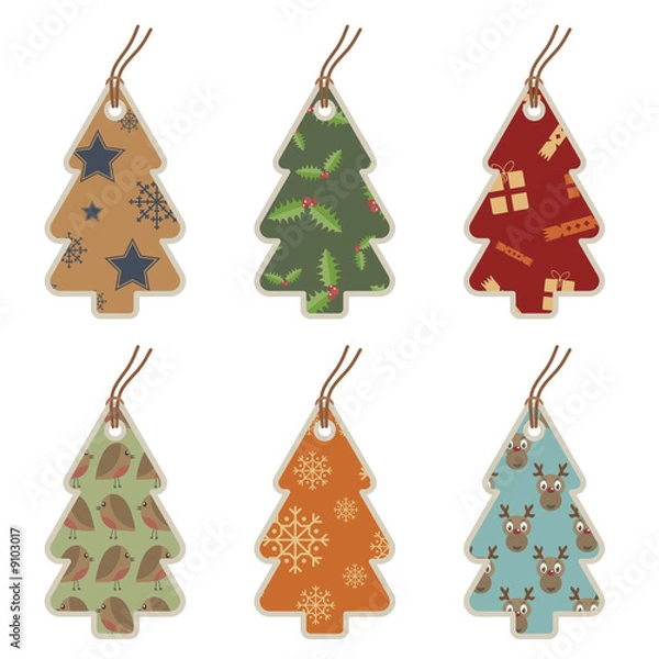Obraz christmas tree gift tags