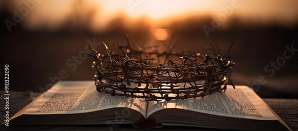 Obraz A book and a crown of thorns.